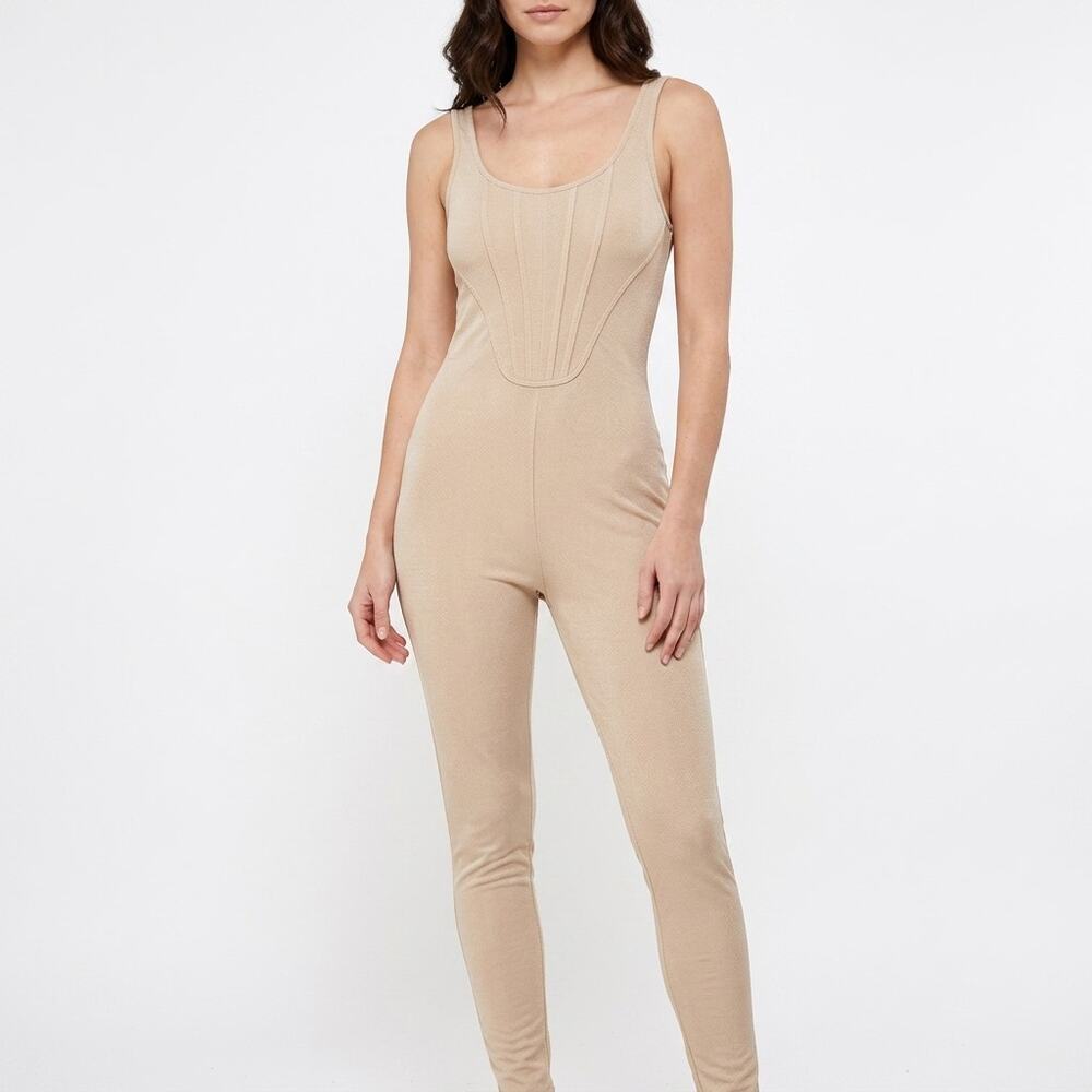 A3 Design Made in USA Beige Lightweight Jumpsuit Women Size M